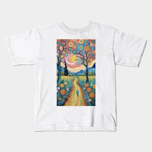 Starry Sunflower Dreamscape: Van Gogh's Eternal Symphony Kids T-Shirt